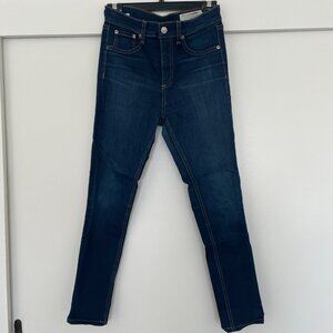 Rag & Bone High-Rise Skinny Jeans in dark indigo/blue denim wash